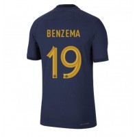 Moški Nogometni dresi Francija Karim Benzema #19 Domači SP 2022 Kratek Rokav